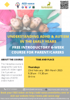 Understanding ADHD & Autism Early Years 6-week course poster spring 2023