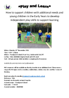 Play and Learn Course. Mon 11th Nov 2024, 4 – 5.30pm