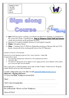 Sign Along Afternoon Course. 7 Sessions starting 5th Feb to 27th March 2025